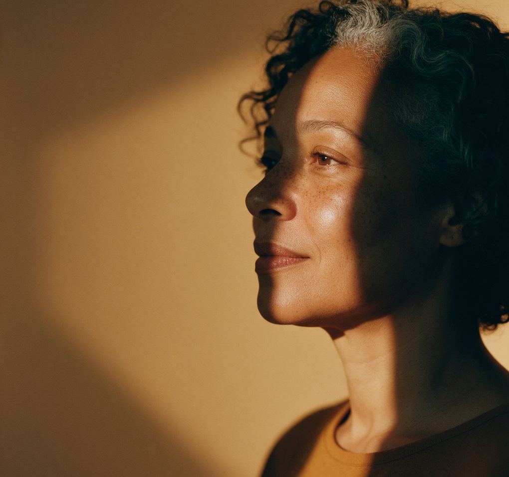 A woman in warm side light